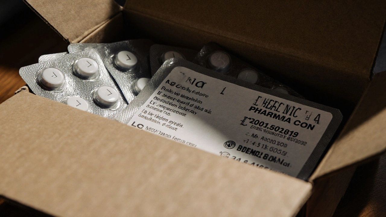 Open package displaying blister pack of 1‑mg lorazepam tablets with label details.