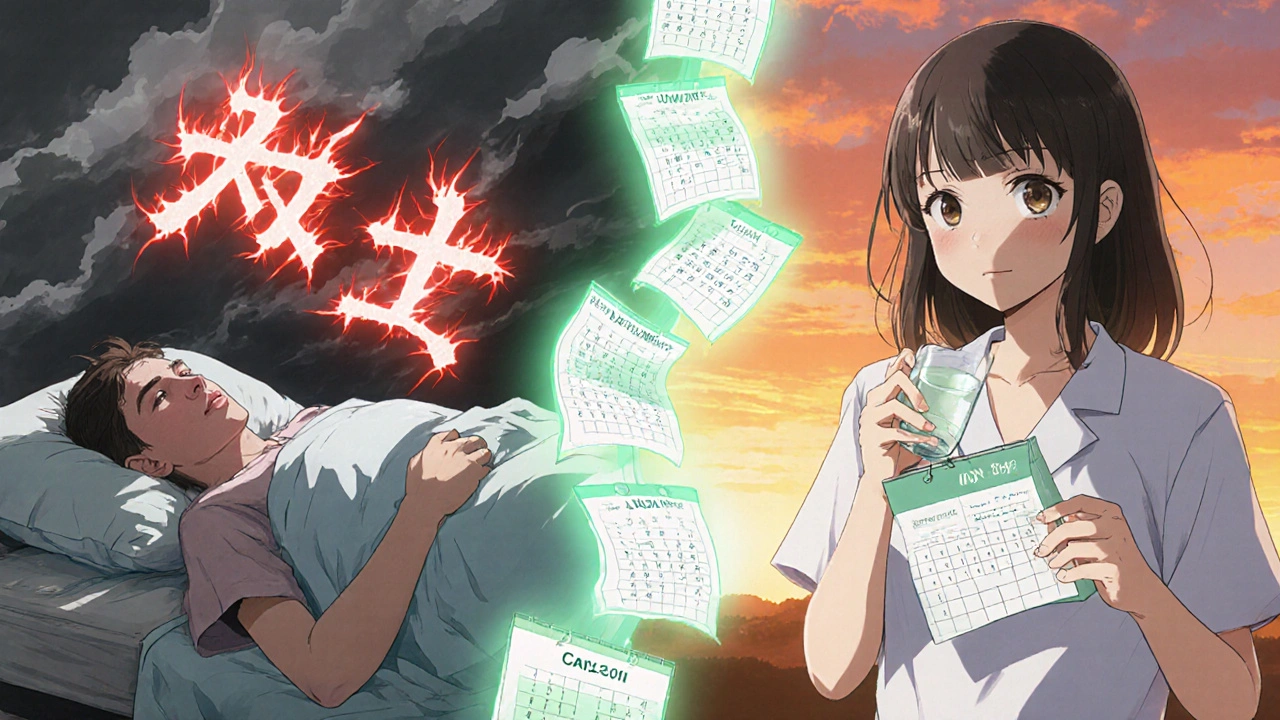 Split image: woman collapsed in ER versus calm at home, showing contrast between toxic lithium levels and stable monitoring.