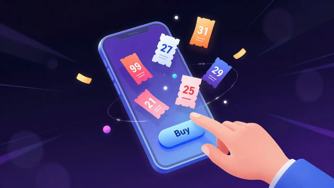 Floating phone screen showing discount coupons