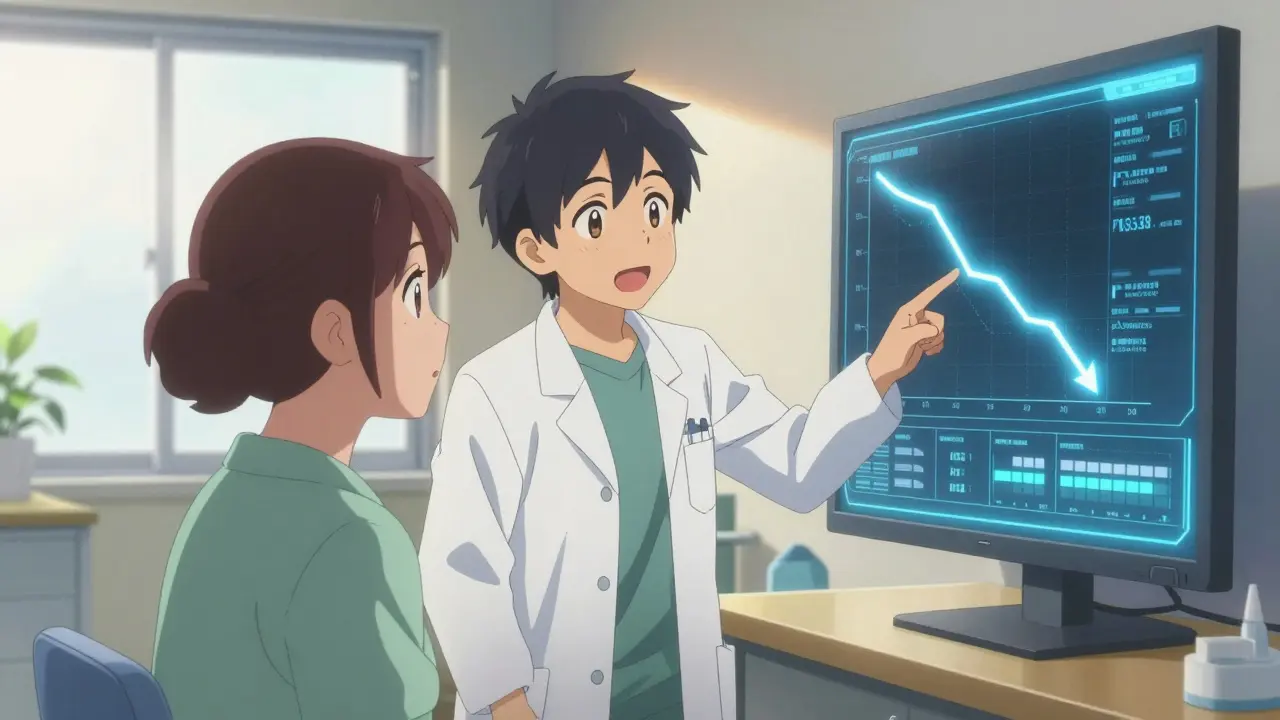Doctor showing positive results to patient
