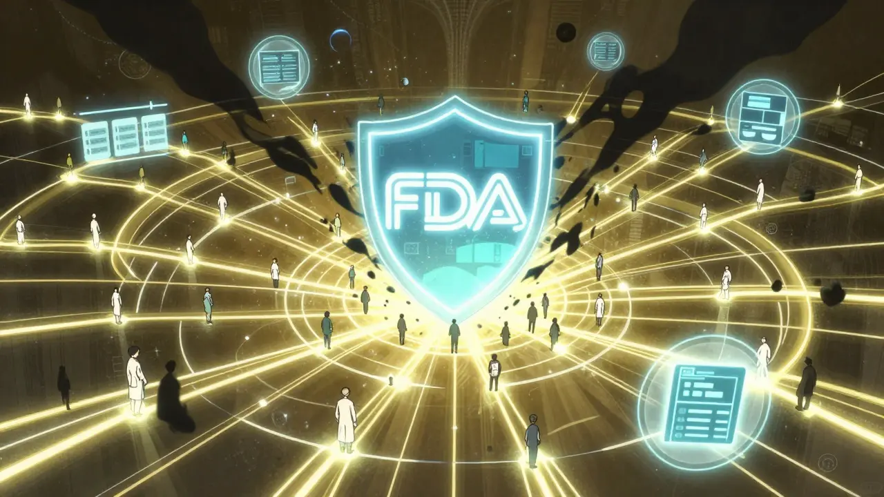 Glowing data network protecting patients from drug risks