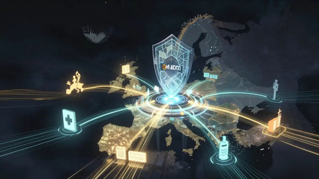 Abstract visualization of EU health data network