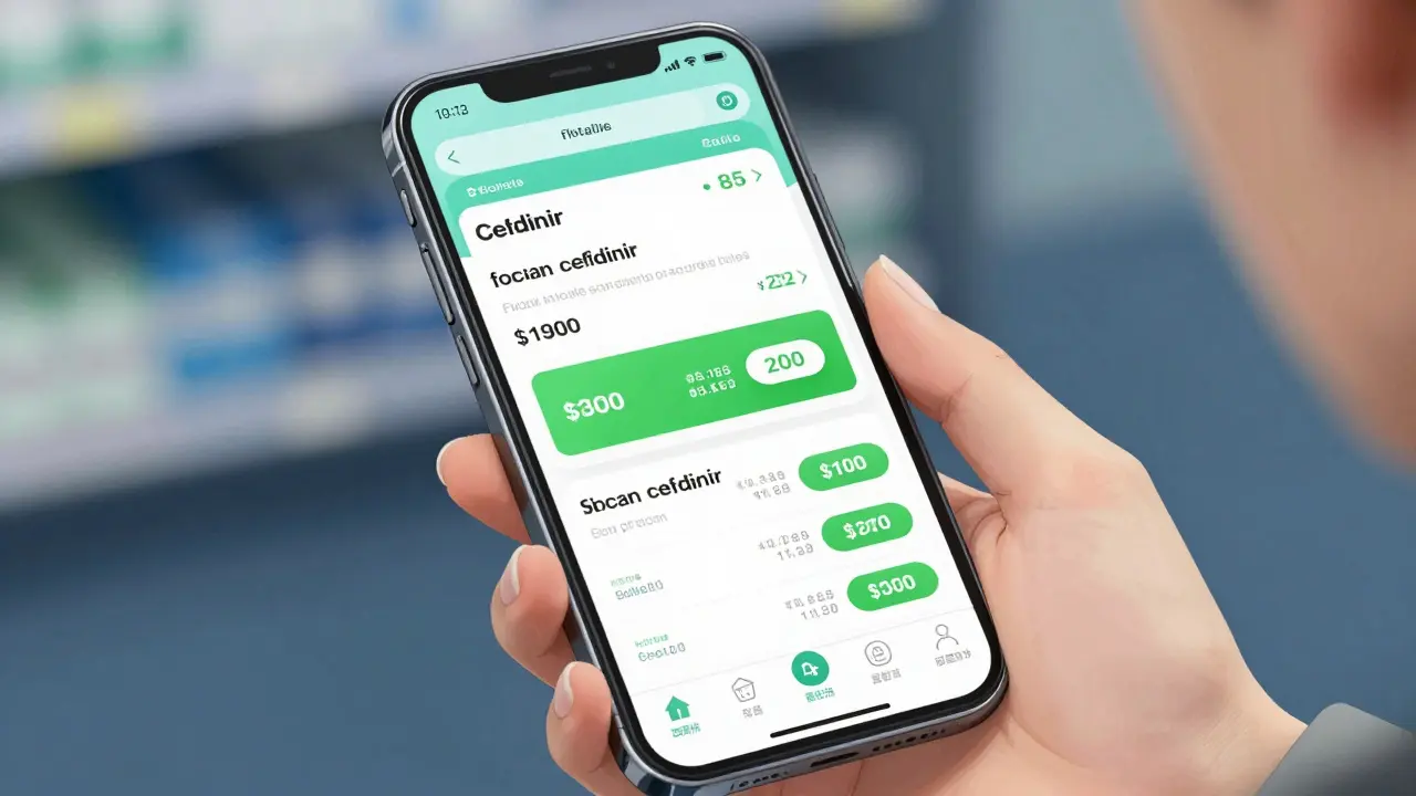 Smartphone showing discounted antibiotic prices online