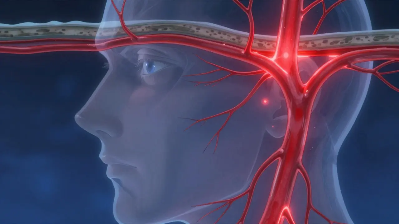 Conceptual art of dilated blood vessels causing facial redness